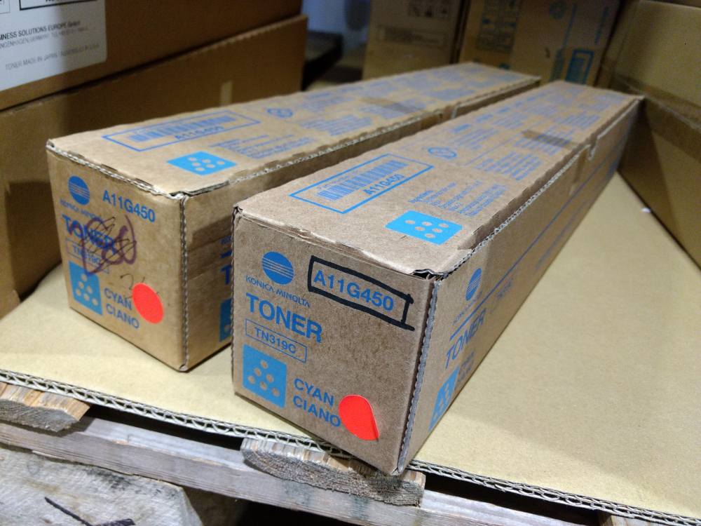 Minolta Toner C358/C360 TN319C cyan (A11G450) poškozený obal